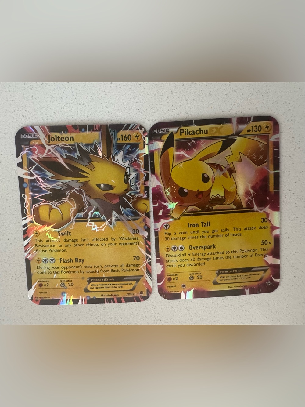 Pokemon Proxy Jolteon & Pikachu EX (Holo) cards